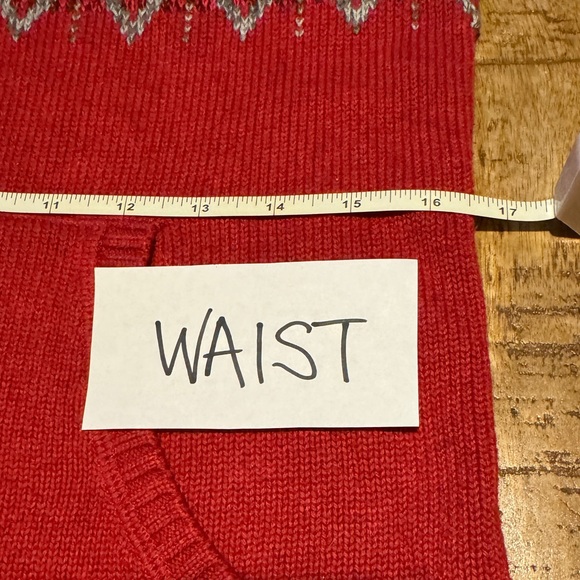 XS Eddie Bauer Red w/ Design Full Double Zipper Mock Neck Sweater w/ Pockets - Picture 7 of 14